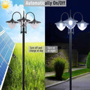 Lampione a Led da Esterno 3 Lampade 60x55x189 cm a Pannelli Solari  Nero
