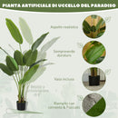 Pianta Artificiale Uccello del Paradiso Alta 160 cm per Interni con Vaso in PEVA Verde  