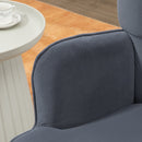 Poltrona con Pouf Poggiapiedi 71x77x99 cm in Tessuto Effetto Velluto Grigio