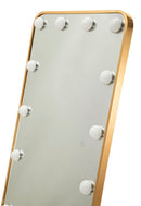 Specchio da Terra LED Hollywood Rett, 50x5x160 cm in Alluminio e Specchio Oro      