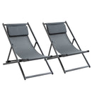 Set 2 Sedie Sdraio Pieghevoli in Alluminio 96,35x58x91,5 cm  Rex Grigio