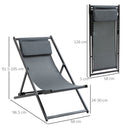 Set 2 Sedie Sdraio Pieghevoli in Alluminio 96,35x58x91,5 cm  Rex Grigio