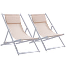 Set 2 Sedie Sdraio Pieghevoli in Alluminio 96,35x58x91,5 cm  Rex Bianco