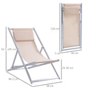 Set 2 Sedie Sdraio Pieghevoli in Alluminio 96,35x58x91,5 cm  Rex Bianco