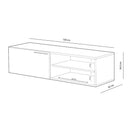 Mobile TV 130x345x42 cm 1 Anta e 1 Rpiano Rizzetti Livingplus Cemento e Bianco Lucido