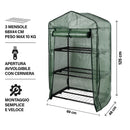 Serra da Balcone a 3 Ripiani 69x48x125 cm Telaio in Plastica e Struttura in Acciaio Verde      