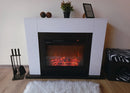 Camino Elettrico da Pavimento 85,5x115x27 cm Effetto Fiamma 1500W Brooklyn & Lorance Bianco/nero