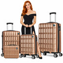 Set 3+1 Valigie Rigide e Beauty Case da Viaggio Rivestimento Resistente e Ruote Easy Roll Oro      