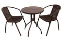 Set Tavolino e 2 Sedie da Giardino in Metallo e Plastica Marrone Scuro