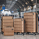 Set 3+1 Valigie Rigide e Beauty Case da Viaggio Rivestimento Resistente e Ruote Easy Roll Oro      