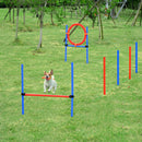 Set Ostacoli e Slalom per Addestramento Cani con Sacca di Trasporto  Blu e Rosso