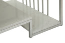 Tavolo da Caffè Kayseri 90x45x60 cm in Ferro e Marmo Argento e Bianco      