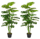 Set 2 Piante Artificiali di Filodendro 60x60x120 cm in Plastica con Vasi Verde