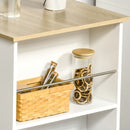 Tavolo da Bar con 3 Mensole e Barre Protettive 112x57x106 cm in Acciaio e Truciolato Bianco