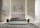 Letto Matrimoniale con Rete e Contenitore Alzata Comoda Struttura Bianco Frassico e Testata in Microfibra Kaia Glicine Varie Misure