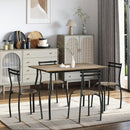 Set Tavolo e 4 Sedie in Acciaio e MDF Noce