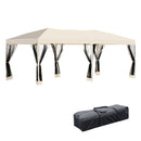 Gazebo da Giardino 3x6m in Acciaio Pieghevole con Zanzariere Beige 