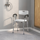 Sedia per Doccia 51,5x51,5x71-84 cm Altezza Regolabile e Piedini Antiscivolo in Alluminio Bianco  