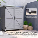 Armadio da Esterno 79x43x92 cm con Ripiano e Banco da Lavoro in Legno e Acciaio Grigio      