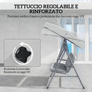 Dondolo da Giardino 3 Posti 172x110x156 cm con Tettuccio Regolabile e Cuscini in Acciaio e Poliestere Grigio Chiaro      