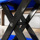 Cavalletto Alzamoto Pieghevole e Antiscivolo 41,5x23,5x10-37 cm in Acciaio e Gomma Blu e Nero      