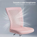 Sedia da Ufficio Ergonomica Girevole 43x58x90-100 cm Senza Braccioli in Tessuto Traspirante a Rete Rosa      
