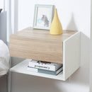 Set 2 Comodini Sospesi 46x30x30 cm in Truciolato Rovere e Bianco