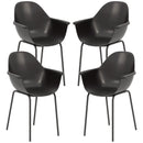 Set 4 Sedie Impilabili con Piedini Antiscivolo 59x55x84 cm in Plastica Nero