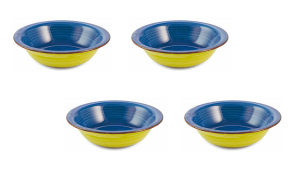 sconto Set 4 Piatti Fondi Ø21,5x5,5 cm in Gres VdE Tivoli 1996 Baita Verde e Blu