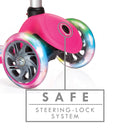 Monopattino a 3 Ruote a LED 3 Altezze Max 50Kg Globber PRIMO Fantasy Lights Up Fiori Rosa
