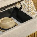 Panca Fondo Letto 110x44x48 cm con Contenitore in Poliestere Trapuntata Beige