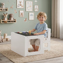 Set Tavolo e Sedia per Bambini 3-6 Anni con Piano Reversibile in Legno Bianco      