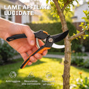 Set 2 Pezzi da Giardinaggio con Troncarami e Cesoie con Impugnatura Morbida e Blocco di Sicurezza in Acciaio Nero e Arancione      