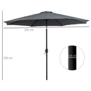 Ombrellone da Giardino Ø300 cm in Metallo e Poliestere Grigio Scuro