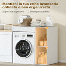 Mobile Sopra Lavatrice 96x60x95 cm con 2 Ripiani Aperti e Autoportante Rivestimento in Melamina Bianco      