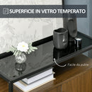 Armadietto 2 Ante 82x30x98 cm con Piano in Vetro Temperato Marrone e Nero