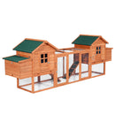 Pollaio da Giardino 2 Casette 313x70x108 cm con Tetto Apribile in Legno