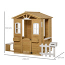 Casetta per Bambini 110x107x140 cm con Finestre Staccionata e Panca in Legno