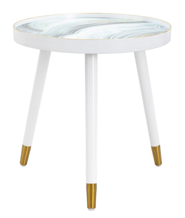 Tavolinetto Bianco Marble Ø50x48 cm MDF e Plastica e Ferro Bianco e Multicolor online