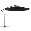 Ombrellone da Giardino a Sbalzo Ø300x235 cm Regolabile in Poliestere UPF30+ Nero      