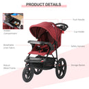 Passeggino Leggero per Bambini 3 Ruote Pieghevole Reclinabile Rosso