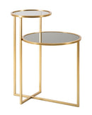 Tavolinetto 2 Levels 50x40x60,5 cm in Ferro e Vetro Oro      