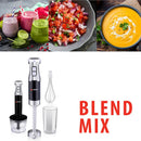Frullatore a Immersione con Tritatutto 1000W Mixer Misurino e Frusta 2 Velocità Nero      