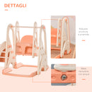 Scivolo per Bambini 158x117x97 cm con Altalena e Canestro Beige