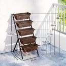 Portapiante Verticale a 5 Livelli 55x63x120 cm con 5 Vasi con Fori di Drenaggio in Acciaio e PE Marrone      