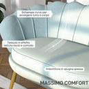 Divano 2 Posti 130x77x77 cm in Velluto Azzurro  