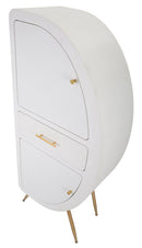 Mobiletto 2 Ante Venus 60x32x133 cm in MDF e Ferro Bianco e Oro      