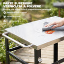 Carrello per Barbecue 82x55x79 cm con Piano 4 Ganci a S Maniglia e Apribottiglie in Acciaio Inox Nero      