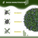 Set di 2 Piante Artificiali a Sfera Ø42 cm con Fiori di Lavanda per Casa e Giardino Verde e Viola   
