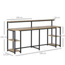 Scrivania da Ufficio Doppia 200x53x100 cm in Metallo e MDF Nero Marrone